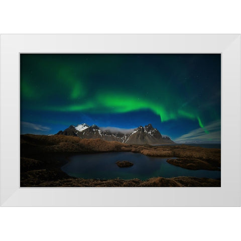 Dancing To The Mountain White Modern Wood Framed Art Print by Moreno, Miguel