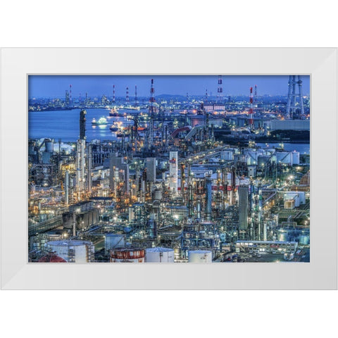 Coastal Industrial Area White Modern Wood Framed Art Print by Tetsurou, Kobayashi