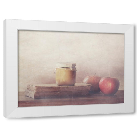 Recipe With Apples White Modern Wood Framed Art Print by Devos, Delphine