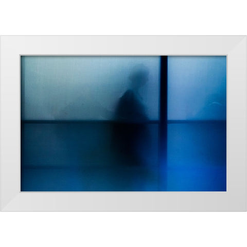 Blue White Modern Wood Framed Art Print by Tonti, Carlo