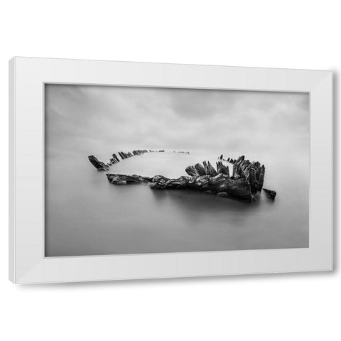Ghost Ship White Modern Wood Framed Art Print by Perez, Ritxard