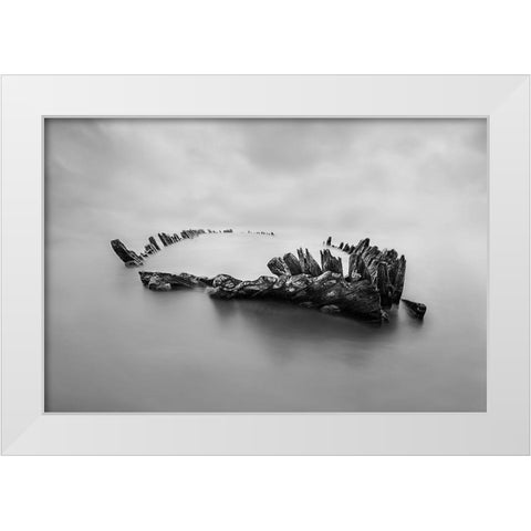 Ghost Ship White Modern Wood Framed Art Print by Perez, Ritxard