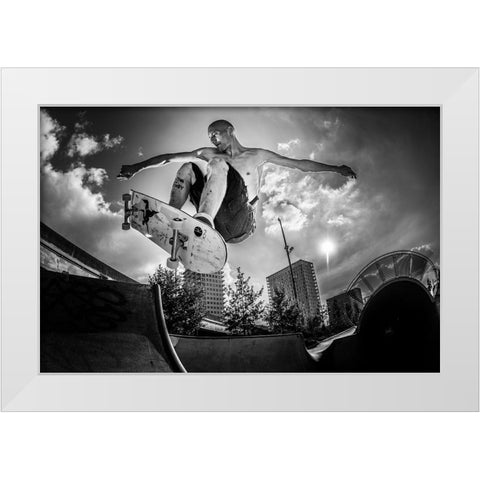 Sam Taeymans Performing At Qden Damq White Modern Wood Framed Art Print by Verbiest, Eric