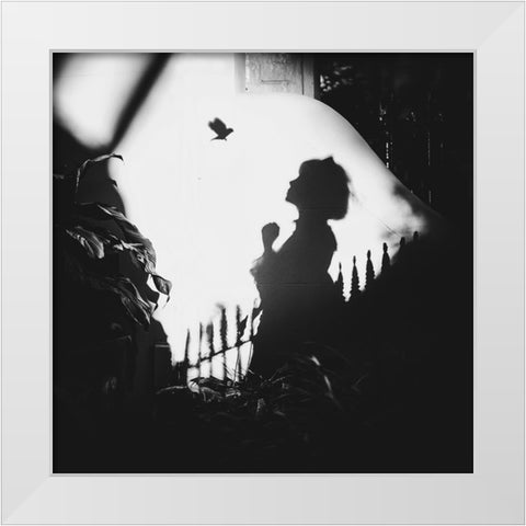 Shadows On The Wall White Modern Wood Framed Art Print by F, Terry