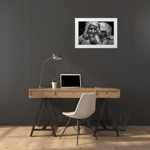 Happiness Of Men White Modern Wood Framed Art Print by Almakhlooq, Hameed
