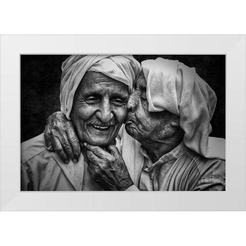 Happiness Of Men White Modern Wood Framed Art Print by Almakhlooq, Hameed