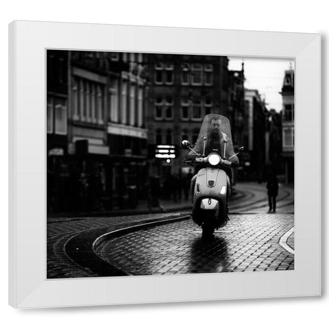 Vespa White Modern Wood Framed Art Print by Oncete, Julien