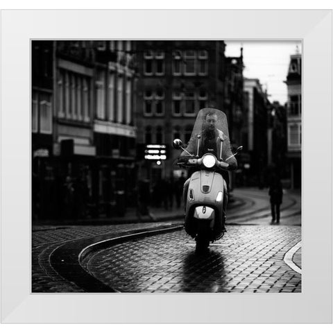 Vespa White Modern Wood Framed Art Print by Oncete, Julien