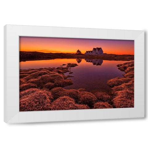 Purple Sunset White Modern Wood Framed Art Print by Ingibergsson, Bragi