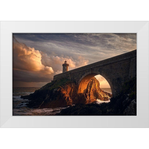 Under The Bridge White Modern Wood Framed Art Print by Denis