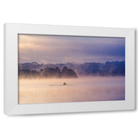 Morning Exercise White Modern Wood Framed Art Print by Li, Austin