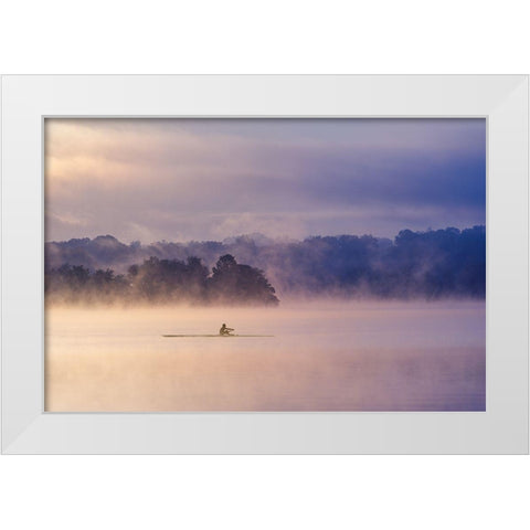 Morning Exercise White Modern Wood Framed Art Print by Li, Austin