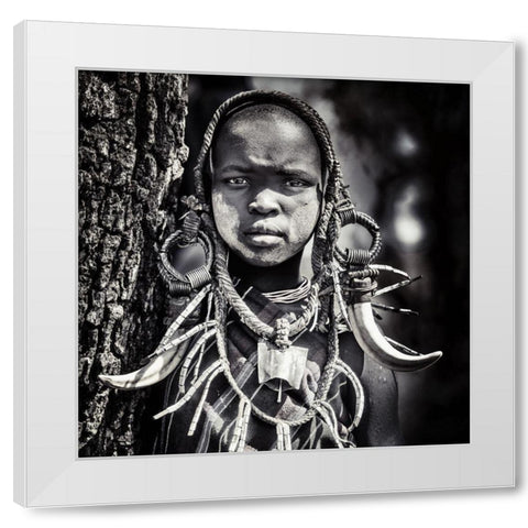 Enigma White Modern Wood Framed Art Print by Flour, Piet