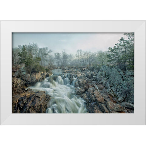 Dawn At Middle Falls White Modern Wood Framed Art Print by Walker, Fred
