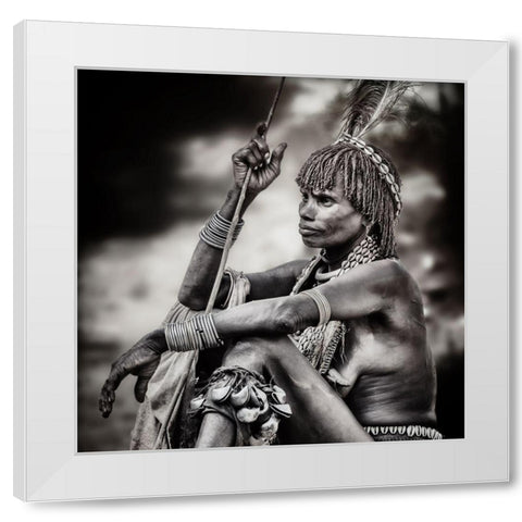 Hammer Woman White Modern Wood Framed Art Print by Flour, Piet