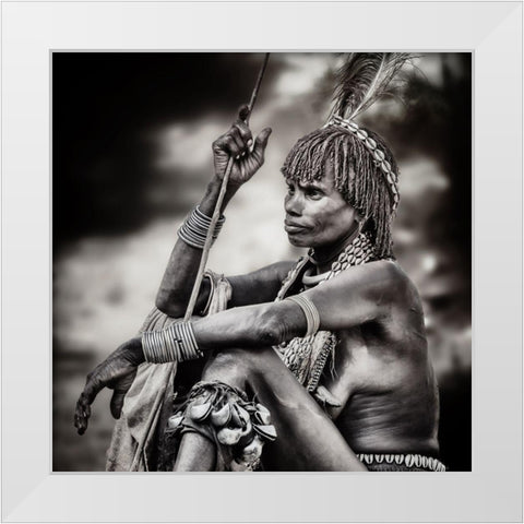 Hammer Woman White Modern Wood Framed Art Print by Flour, Piet