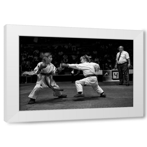 Girls Fight White Modern Wood Framed Art Print by Rebro, Marcel