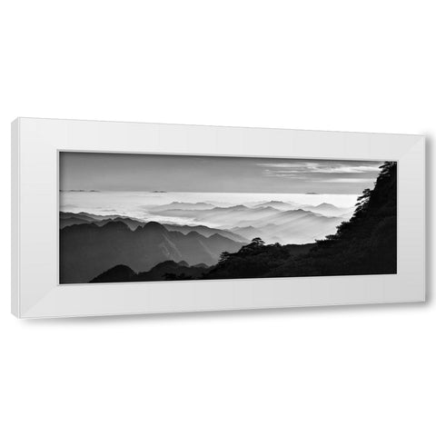 Sanqing Mountain Sunrise White Modern Wood Framed Art Print by Xu, Mei