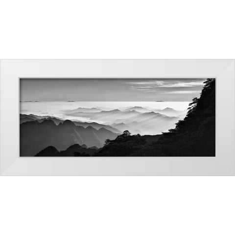 Sanqing Mountain Sunrise White Modern Wood Framed Art Print by Xu, Mei