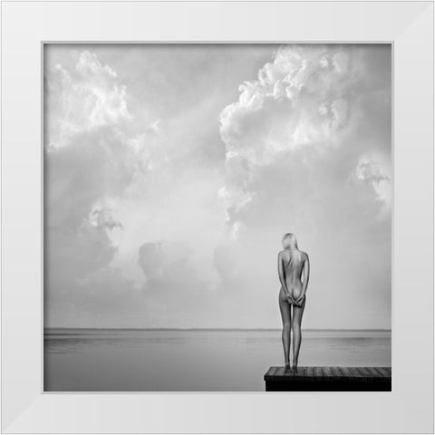 Qechospaceq White Modern Wood Framed Art Print by Stefanovicius, Paulius