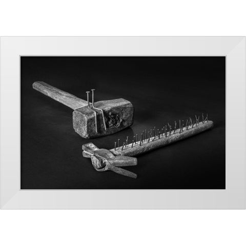 The Revenge Of The Nails White Modern Wood Framed Art Print by Toniolo, Giorgio