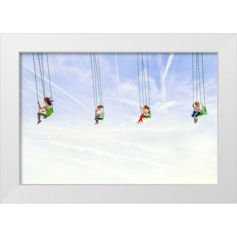 Heads In The Clouds! White Modern Wood Framed Art Print by Cinteza, Marius