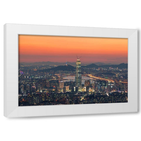 Seoul In The Republic Of Korea White Modern Wood Framed Art Print by Her, Heung-Mu