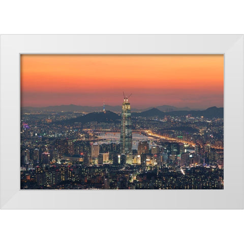 Seoul In The Republic Of Korea White Modern Wood Framed Art Print by Her, Heung-Mu