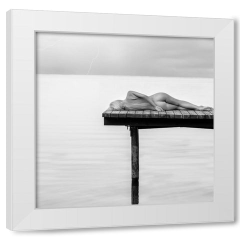 Qspilling Linesq White Modern Wood Framed Art Print by Stefanovicius, Paulius