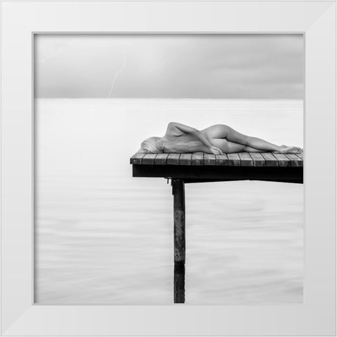 Qspilling Linesq White Modern Wood Framed Art Print by Stefanovicius, Paulius