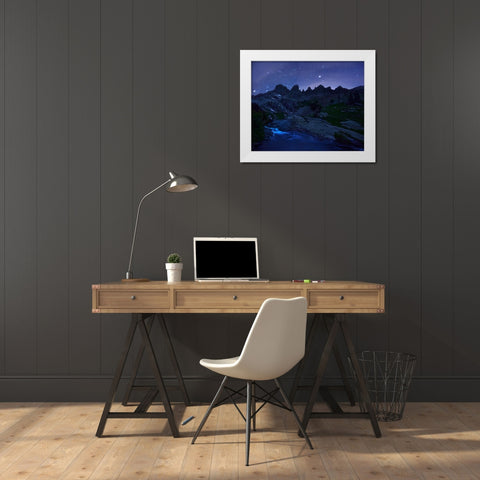 Sleepless Under Zodiac Ridge White Modern Wood Framed Art Print by Xu, Mei