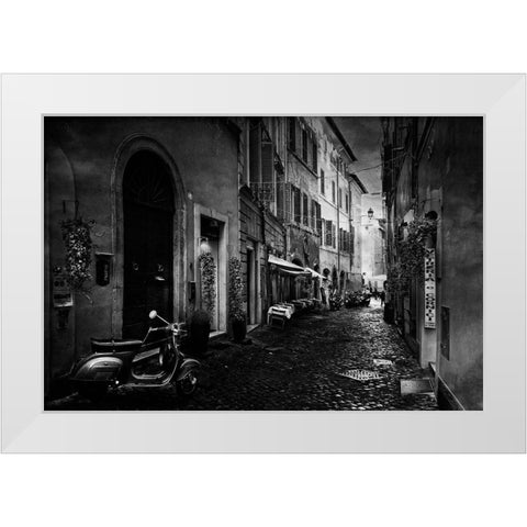 Walking Along Rome White Modern Wood Framed Art Print by C. Lobato, Jose