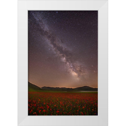 Red Meadows White Modern Wood Framed Art Print by Marchegiani, Roberto