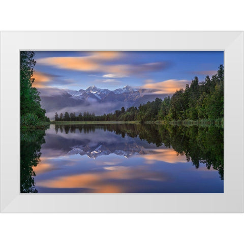Lake Matheson White Modern Wood Framed Art Print by Zhu, Hua