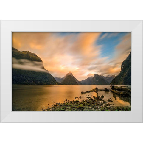 Milford Sound White Modern Wood Framed Art Print by Zhu, Hua