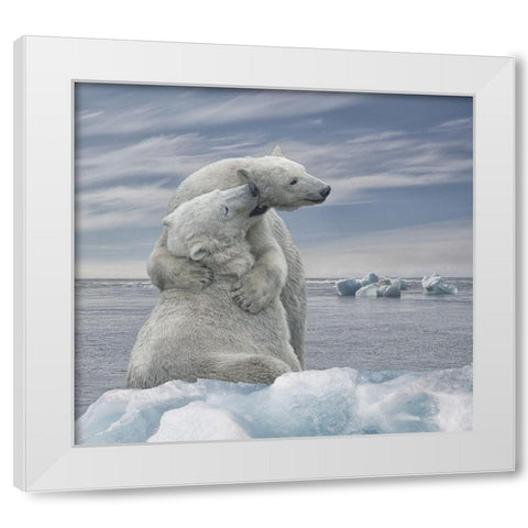 The Big Hug White Modern Wood Framed Art Print by Heylen, Rene