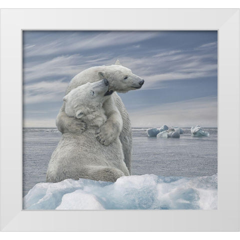 The Big Hug White Modern Wood Framed Art Print by Heylen, Rene