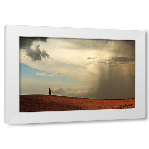 The Rain Comes White Modern Wood Framed Art Print by Riha, Milan