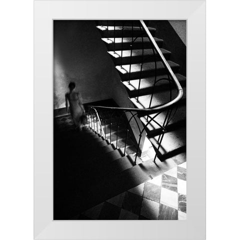 Stairs White Modern Wood Framed Art Print by Maffei, Franco