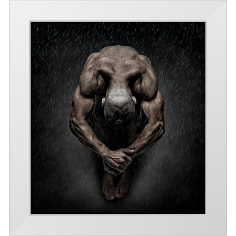 Igor In The Rain Ii White Modern Wood Framed Art Print by DDiArte