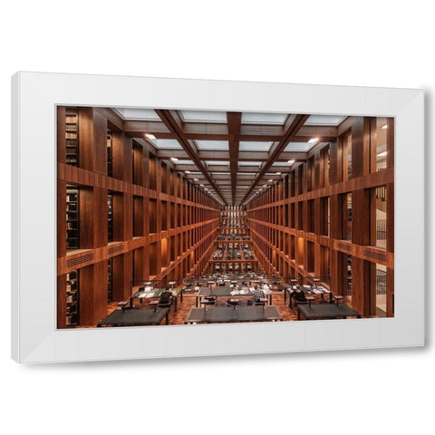Library In Berlin. White Modern Wood Framed Art Print by Cuomo, Massimo