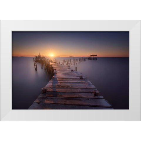 The Last Dock White Modern Wood Framed Art Print by Ferrero, Ivan