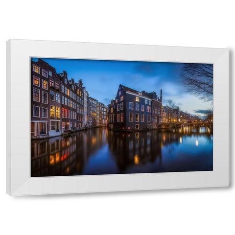Blue Amsterdam White Modern Wood Framed Art Print by Gamito, Clara
