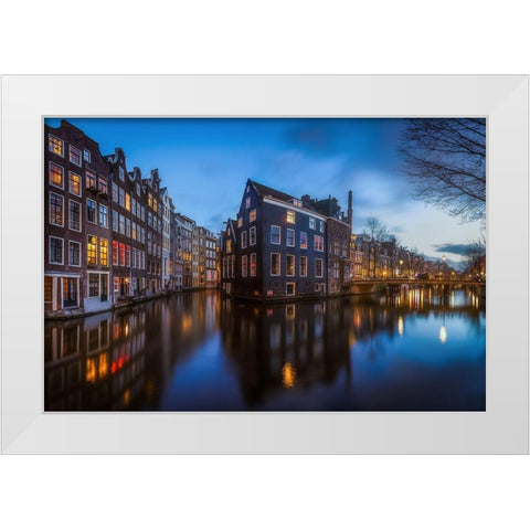Blue Amsterdam White Modern Wood Framed Art Print by Gamito, Clara