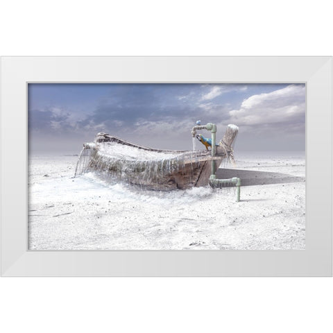 The Frozen Water White Modern Wood Framed Art Print by Almawash, Sulaiman