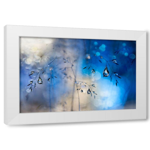 Blue Rain White Modern Wood Framed Art Print by Westum, Heidi