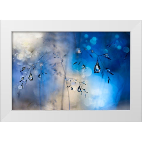 Blue Rain White Modern Wood Framed Art Print by Westum, Heidi
