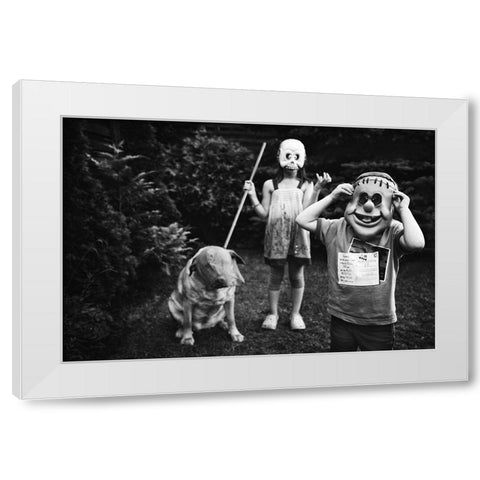 Zombies Hunting White Modern Wood Framed Art Print by Strzelecka, Monika