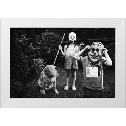 Zombies Hunting White Modern Wood Framed Art Print by Strzelecka, Monika