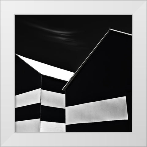 Bw Beach Huts White Modern Wood Framed Art Print by Claes, Gilbert